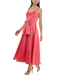 Taylor Women's Floral-Trim Bow-Waist Midi Dress