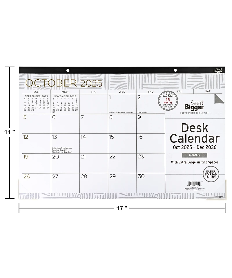 See It Bigger Desk Pad Calendar 11x17"