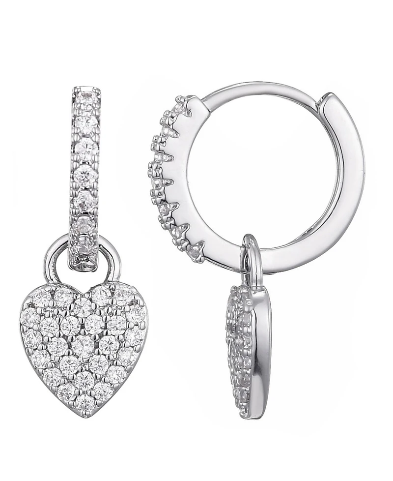 Adornia Silver Cz Heart Huggie Earrings