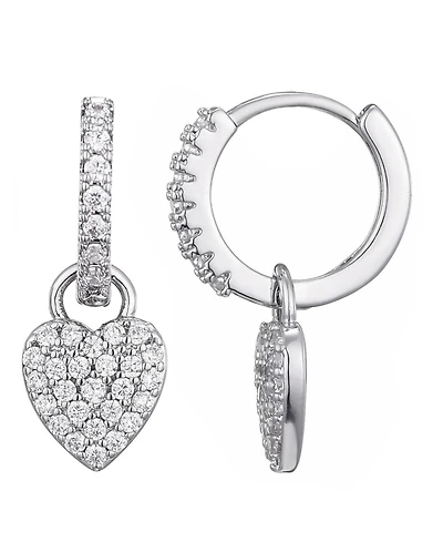 Adornia Silver Cz Heart Huggie Earrings