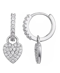 Adornia Silver Cz Heart Huggie Earrings