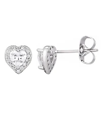 Adornia Silver Cz Heart Halo Stud Earrings