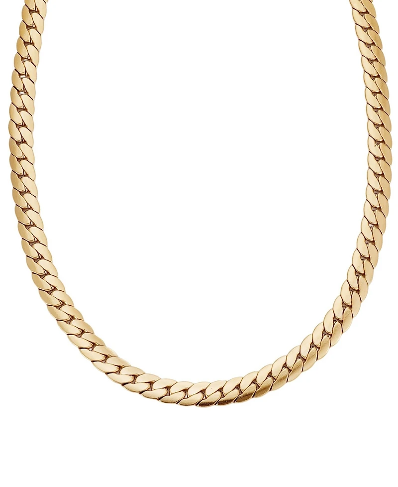 Adornia Tarnish Resistant Men's Gold Flat Curb Chain Necklace