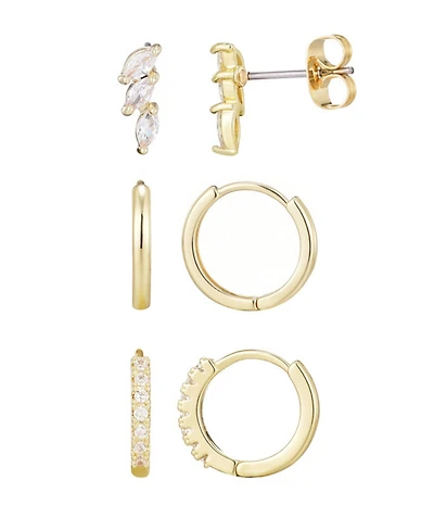 Adornia Gold Huggie and Stud Earrings Set