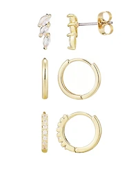 Adornia Gold Huggie and Stud Earrings Set