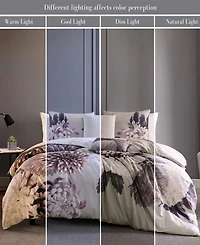 Bebejan Dahlia Bedding 100% Cotton Sateen 5 Piece Queen Size Reversible Comforter Set