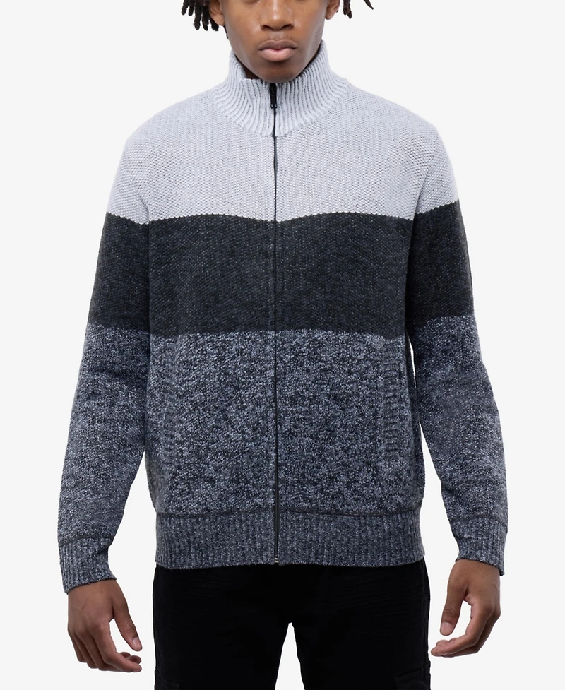 Cultura Men's Full Zip Mock Neck Sweater With Fleece Lining