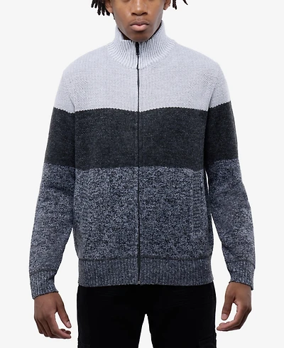 Cultura Men's Full Zip Mock Neck Sweater With Fleece Lining