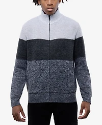 Cultura Men's Full Zip Mock Neck Sweater With Fleece Lining