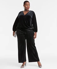 I.n.c. International Concepts Plus Velvet V-Neck Top, Macy's Exclusive
