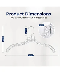 SereneLife 12 Pcs. Clear Plastic Hangers – Non-Slip, Crystal-Cut, Durable & Space-Saving Invisible Hangers for Suits & Clothing (Transparent)