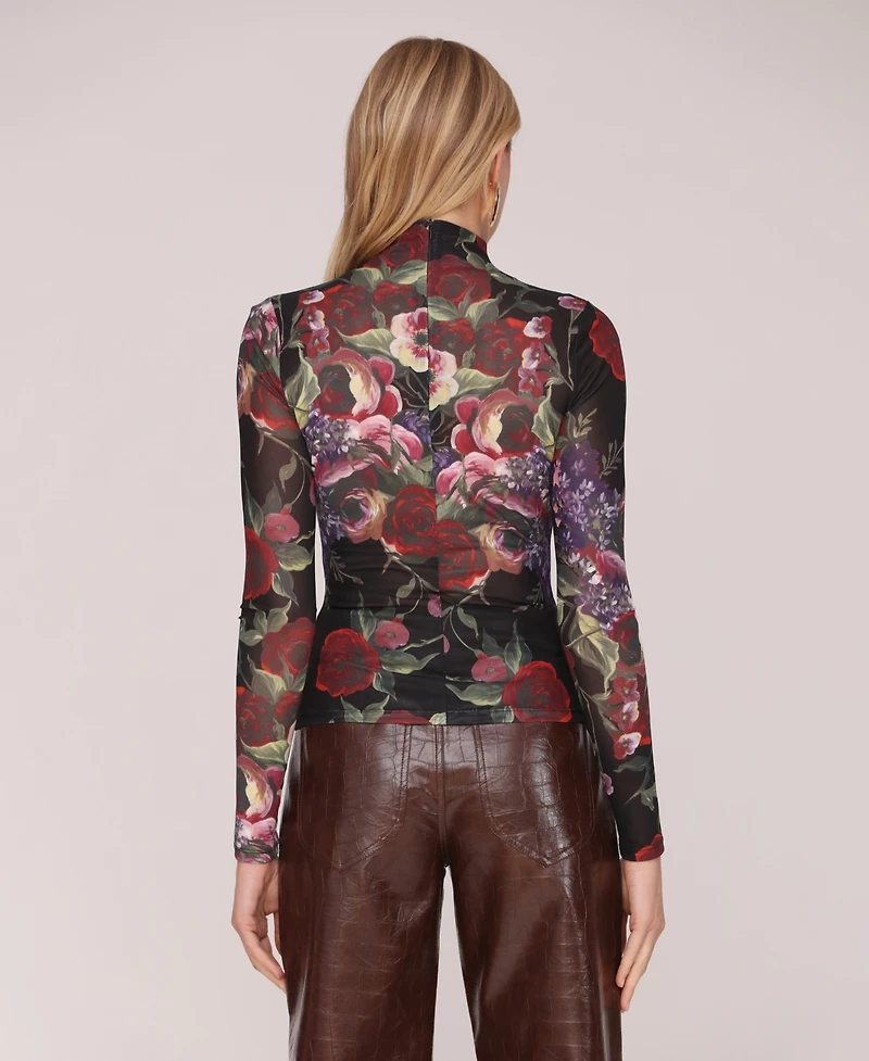 Avec Les Filles Women's Mock Neck Long Sleeve Top