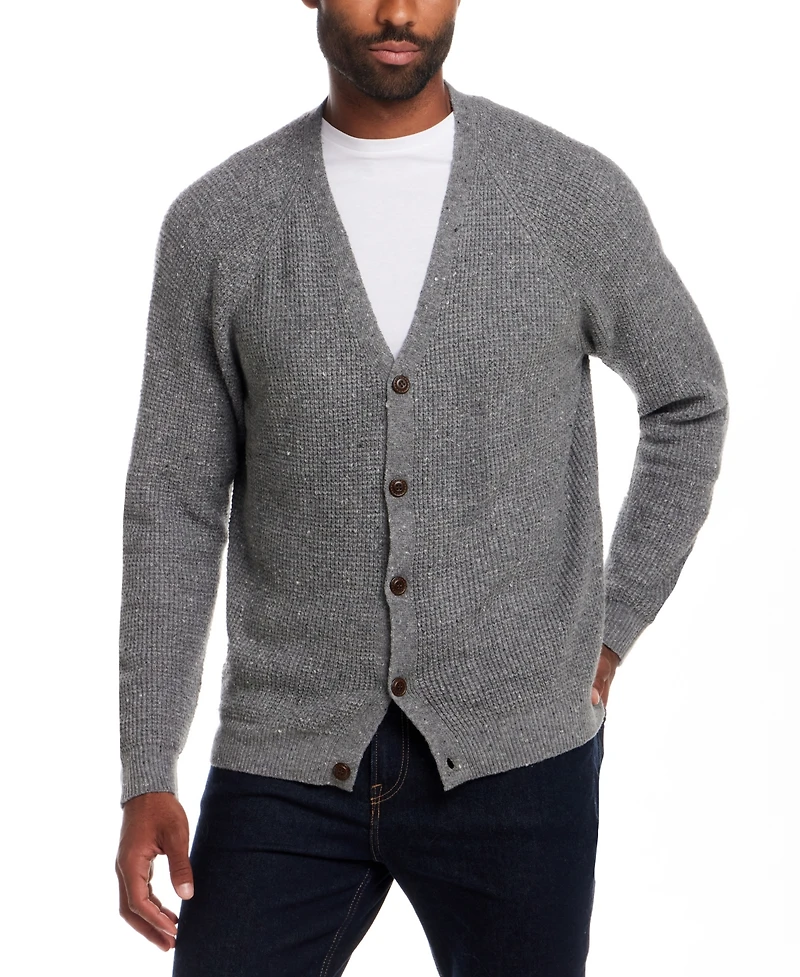 Weatherproof Vintage Men's Waffle Donegal Cardigan Sweater
