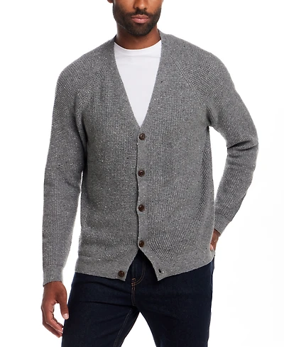 Weatherproof Vintage Men's Waffle Donegal Cardigan Sweater