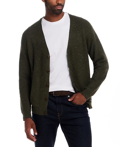 Weatherproof Vintage Men's Waffle Donegal Cardigan Sweater