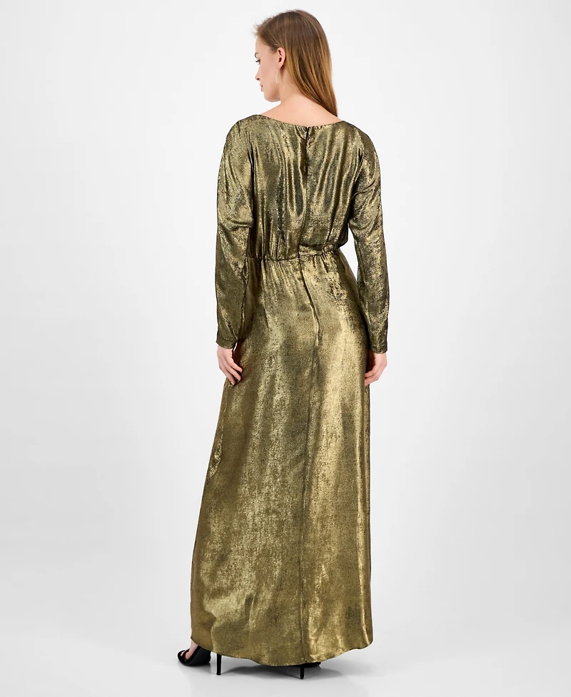 julia jordan Women's Metallic Satin Maxi Dress