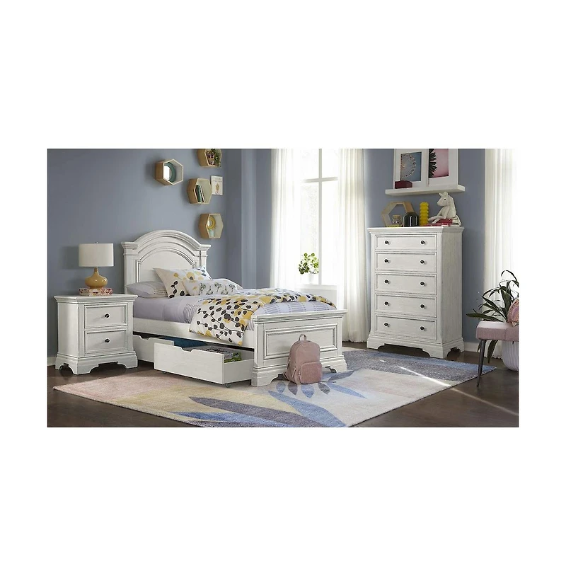 Westwood Design Olivia Traditional Wood Complete Twin Bed in Brushed White