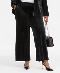 I.n.c. International Concepts Plus High-Rise Wide-Leg Velvet Pants, Created for Macy's