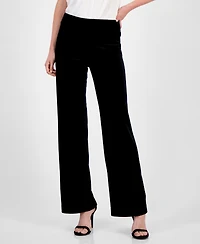 Anne Klein Women's Velvet High-Rise Pull-On Wide-Leg Pants