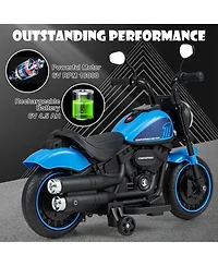 6V Kids Electric Motorcycle with Training Wheels Led Headlights Music Board