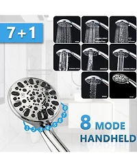 Rainsken No-Tool Installation 5 Inch Rain Shower & 7-Spray Handheld Combo with 26" Adjustable Slide Bar Dual Shower Head Combo Set