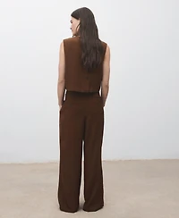 Mango Women's Straight-Fit Pleated Pants