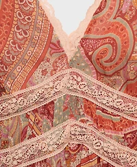 Mango Women's Paisley-Print Lace Trim Dress
