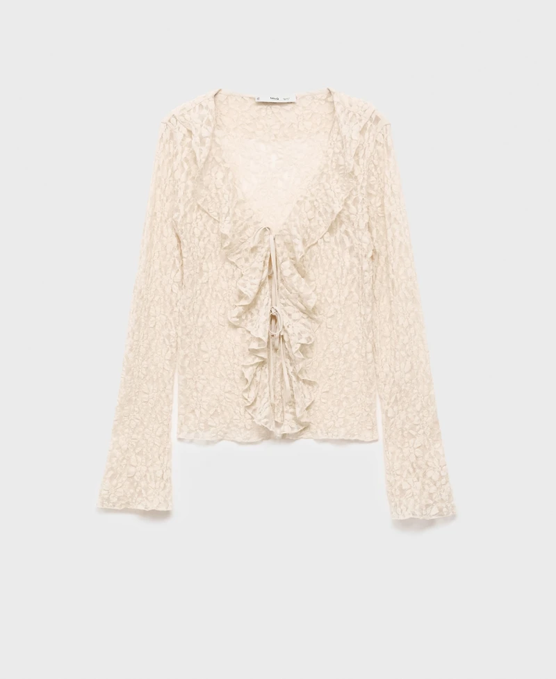 Mango Women's Ruffled Lace Blouse