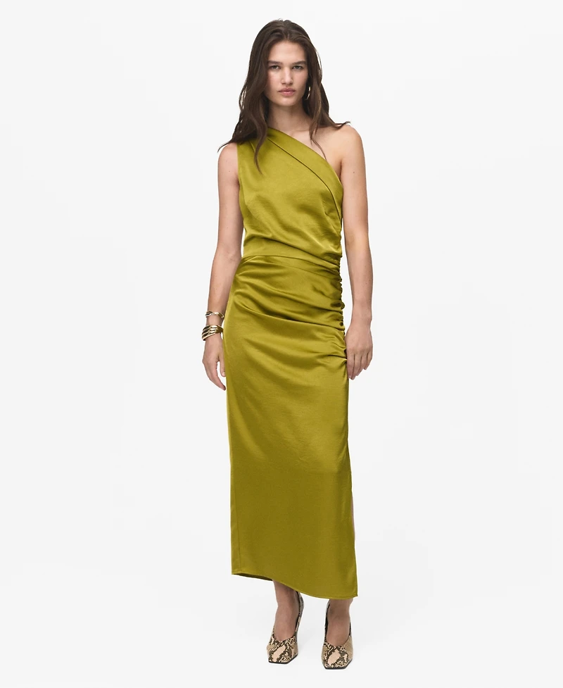 Mango Women's Asymmetrical Satin Dress