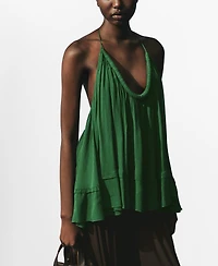 Mango Women's Pleated Back Neckline Top