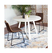 Roundhill Furniture Varna 3-Pc Round Dining Set, Trestle Dining Table with 2 Chairs