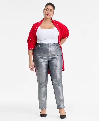 I.n.c. International Concepts Plus Metallic Straight-Leg Jeans, Created for Macy's