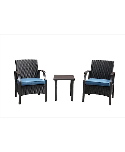 Boyel Living Rattan-Woven Powder-Coated Detachable 3-Piece Chat Set