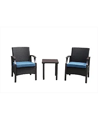 Boyel Living Rattan-Woven Powder-Coated Detachable 3-Piece Chat Set