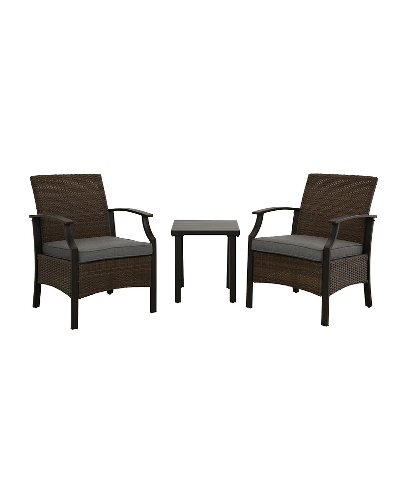 Boyel Living Rattan-Woven Powder-Coated Detachable 3-Piece Chat Set
