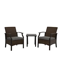 Boyel Living Rattan-Woven Powder-Coated Detachable 3-Piece Chat Set