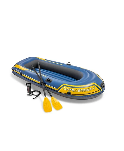 Intex Challenger 2 Inflatable 2 Person Floating Boat Raft Set w/ Oars & Air Pump