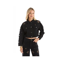 The Noli Shop Women's Kaia Pearl Jean Jacket - Black