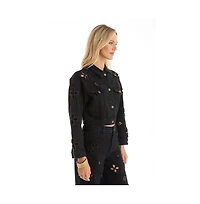 The Noli Shop Women's Kaia Pearl Jean Jacket - Black