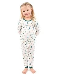 Leveret Kids Two Piece Bamboo Pajamas, Pine Tree, Matching Family Christmas Pajamas