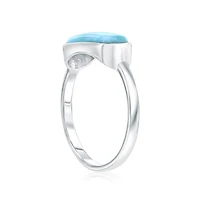 Sterling Silver, Oval Shaped Larimar Ring