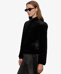 Sanctuary Women's Long Sleeve Quilted Velvet Jacket