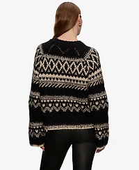 Sanctuary Women's Fair-Isle Crewneck Dropped-Shoulder Sweater