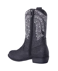 Nina Little and Big Girls Glitter Side Zip Cowboy Boots