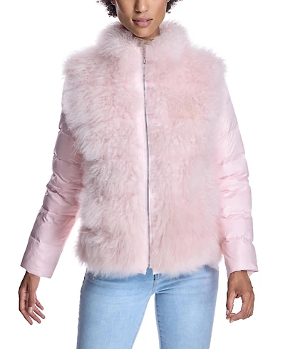 Julia & Stella by Maximilian Women's Cashmere Goat Trimmed Puffer Jacket