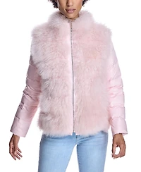 Julia & Stella by Maximilian Women's Cashmere Goat Trimmed Puffer Jacket