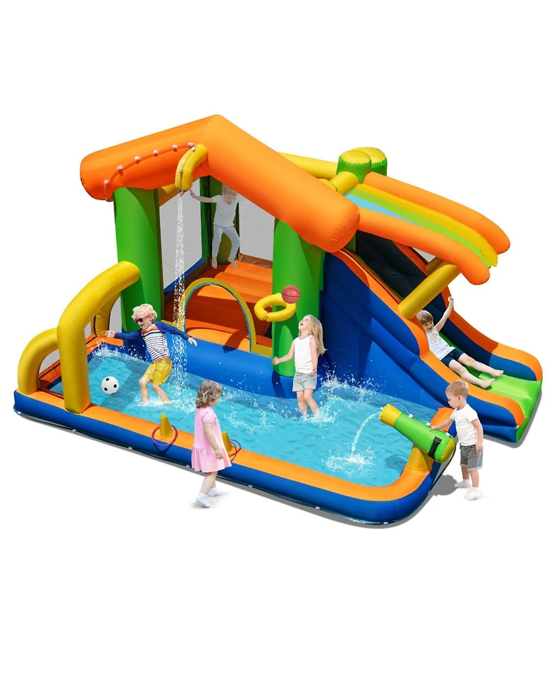 Gymax 8-in-1 Inflatable Bounce House Water Park w/ Slide Water Cannon Blower Excluded