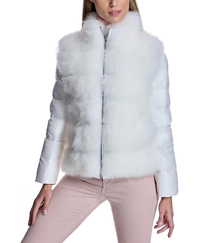 Julia & Stella by Maximilian Women's Cashmere Goat Trimmed Puffer Jacket