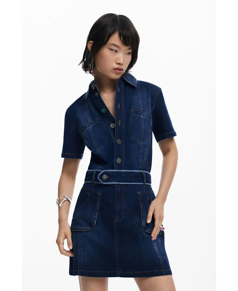 Desigual Women's Short denim dress with belt