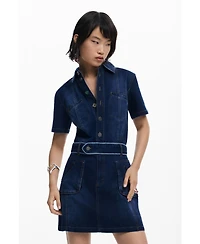Desigual Women's Short denim dress with belt